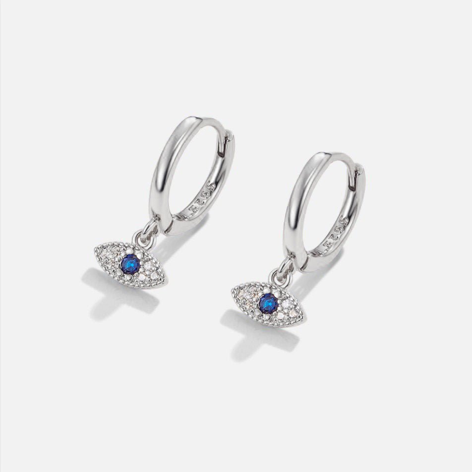 Silver Blue Evil Eye Drop Earrings - Beautiful Earth Boutique