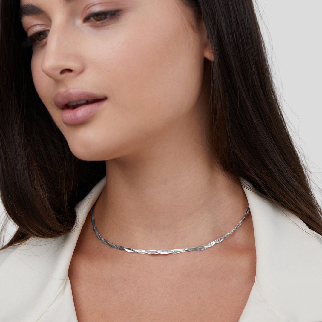 Silver Chiara Twist Snake Chain Necklace - Beautiful Earth Boutique