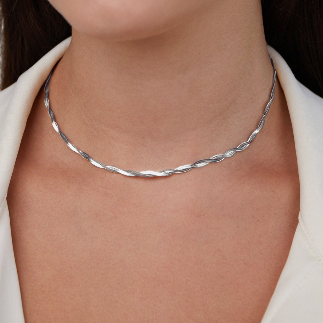 Silver Chiara Twist Snake Chain Necklace - Beautiful Earth Boutique