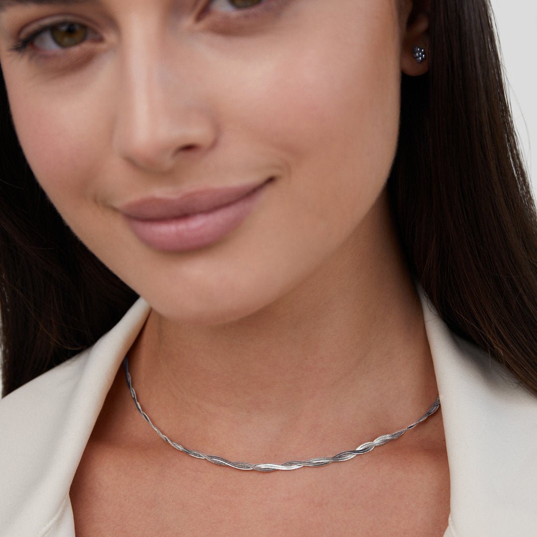 Silver Chiara Twist Snake Chain Necklace - Beautiful Earth Boutique
