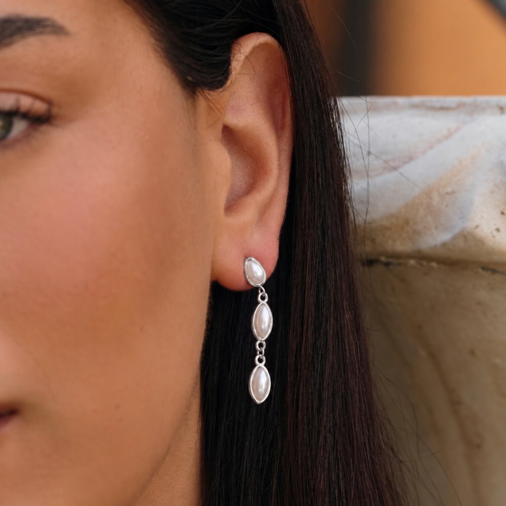 Silver Serena Pearl Drop Earrings - Beautiful Earth Boutique
