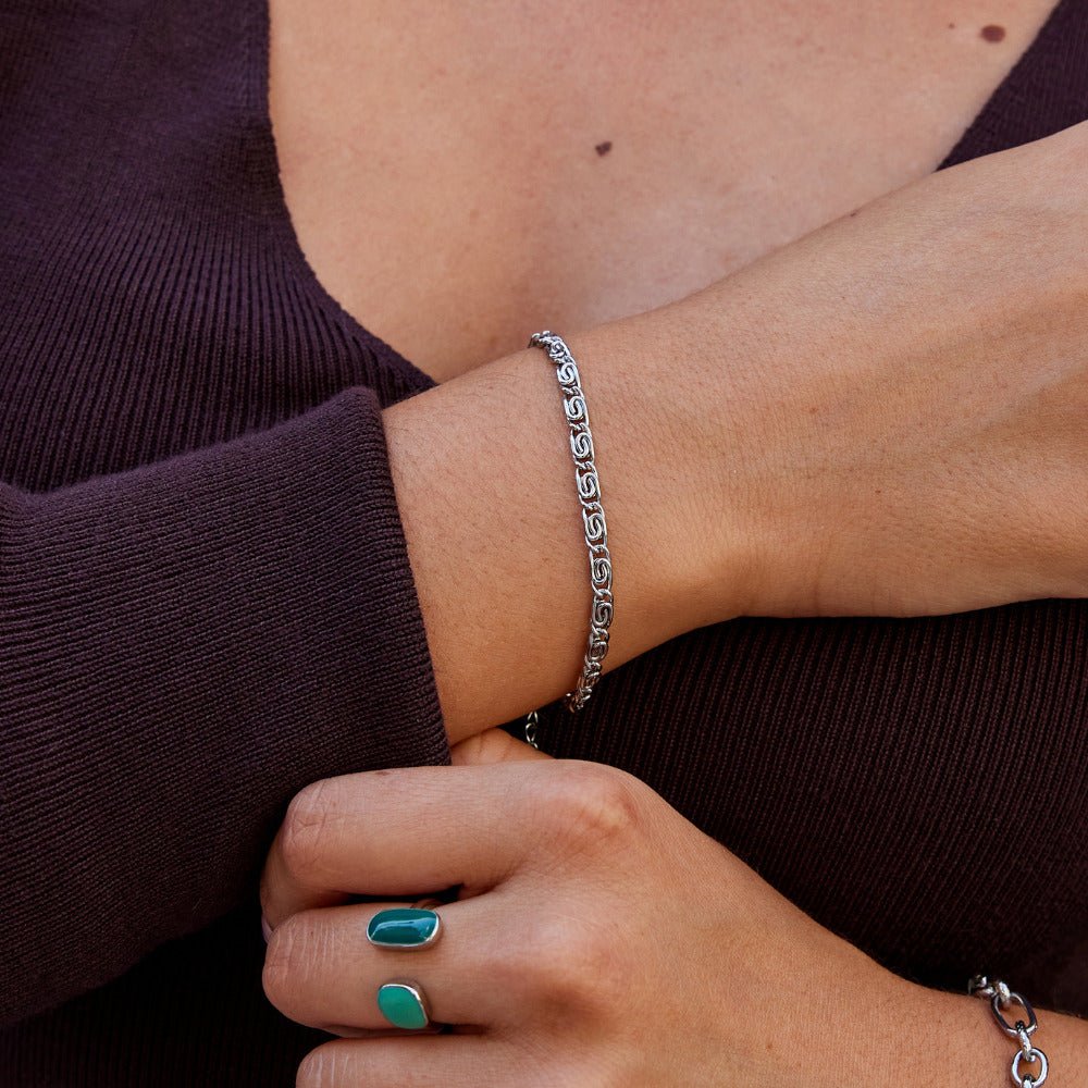 Silver Swirl Link Chain Bracelet - Beautiful Earth Boutique