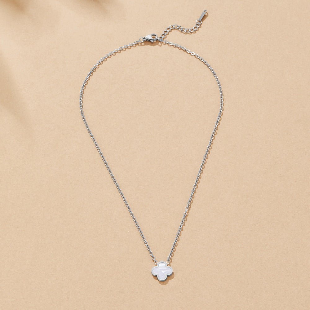 Silver White Clover Necklace - Beautiful Earth Boutique