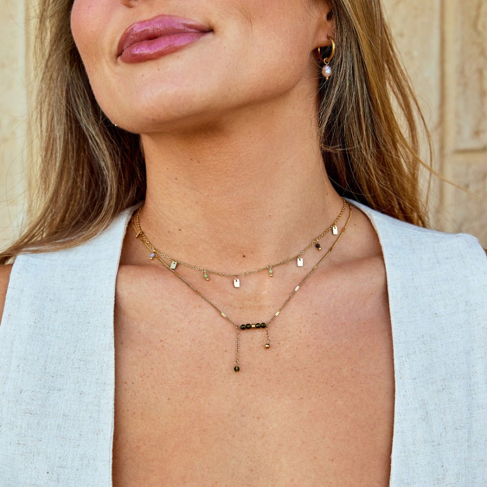 Tara Gold Square Droplet Necklace - Beautiful Earth Boutique