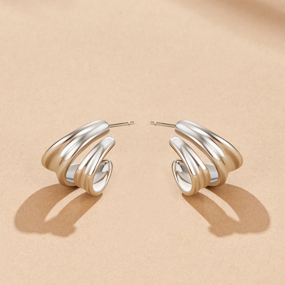 Twisted Ivana Silver Hoop Earrings - Beautiful Earth Boutique