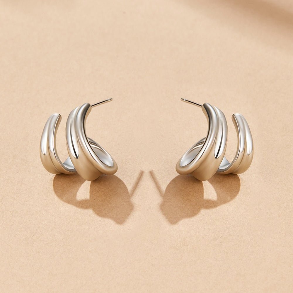 Twisted Ivana Silver Hoop Earrings - Beautiful Earth Boutique