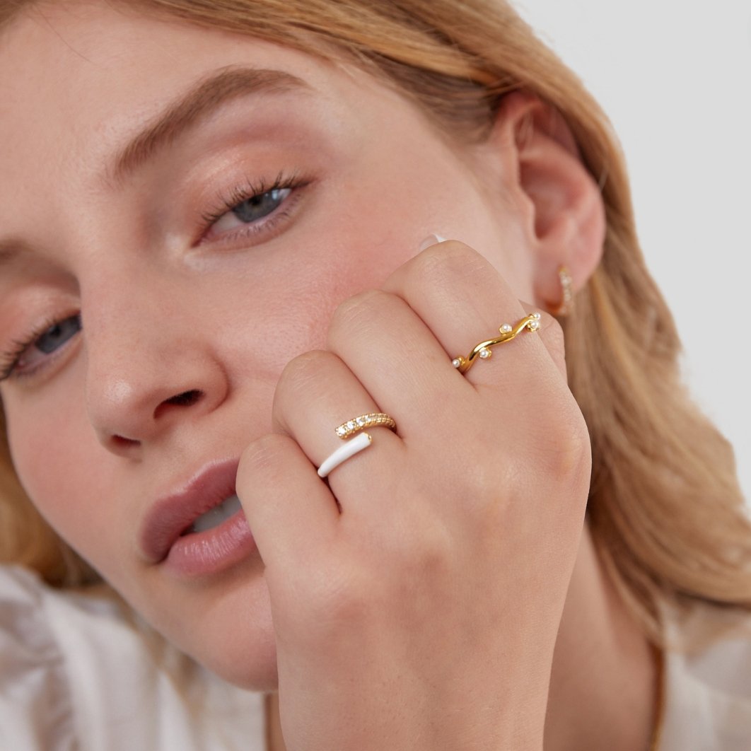 Wavey Pearl 18K Gold Ring - Beautiful Earth Boutique
