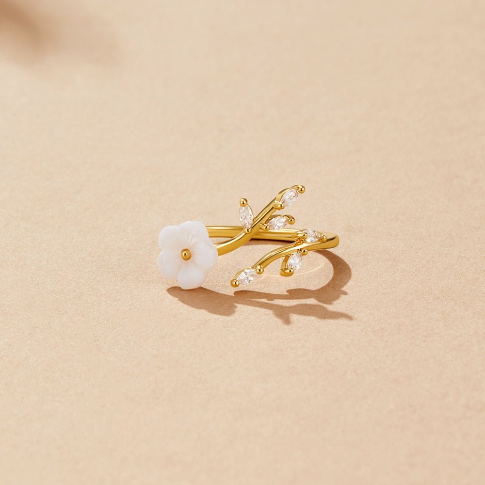 White Blossom Flower Ring - Beautiful Earth Boutique