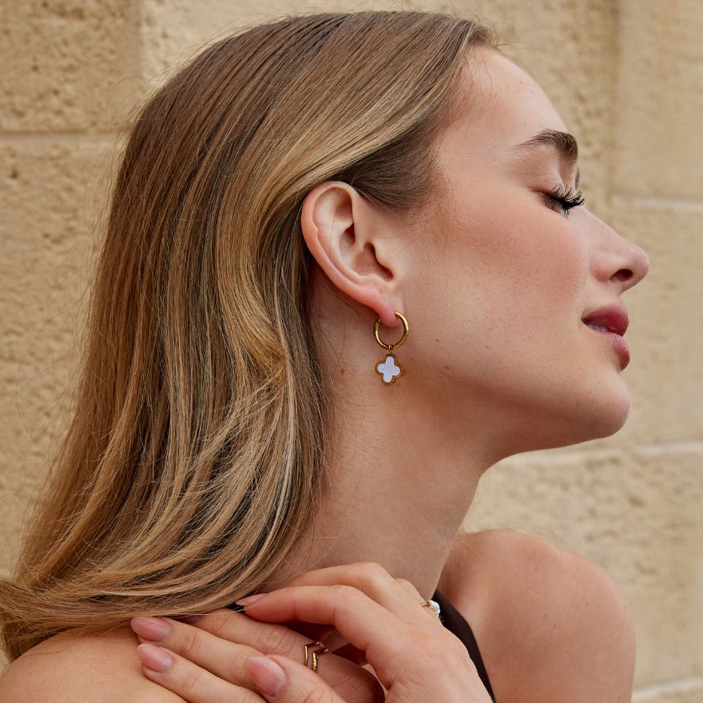 White Clover Hoop Earrings - Beautiful Earth Boutique