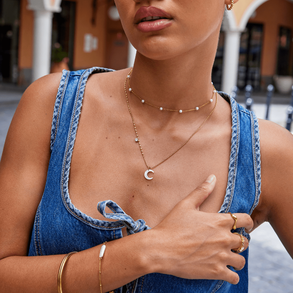 White Crescent Moon Necklace - Beautiful Earth Boutique