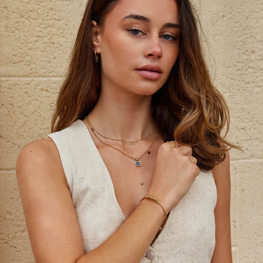 Yuri Gold Bead Bangle - Beautiful Earth Boutique